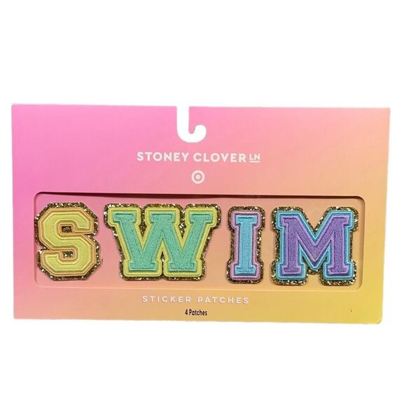 Stoney Clover Lane x Target SWIM Sticker Patches Varsity Letters Beach Travel - Picture 3 of 8